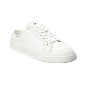 Stuart Weitzman Glitter Sneakers‎ Mules Slip On Shoes Casual White Size 8.5 NEW